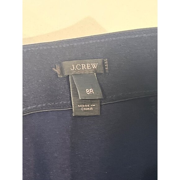 Womens Navy Blue Slim Fit Trousers With Back Zipper Closure - Picture 7 of 10